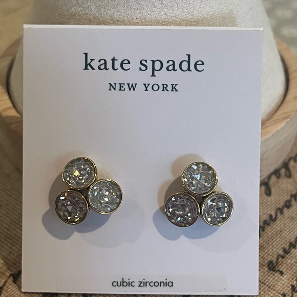 kate spade Jewelry - Kate Spade Gold-Tone Cubic Zirconia Stud Earrings Reflecting Pool new with bag